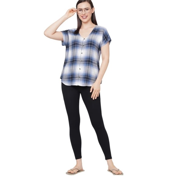 Maurice’s Blue Comfy Check Dolman Sleeve Plaid Button Front Top Women’s XXL - Picture 5 of 13